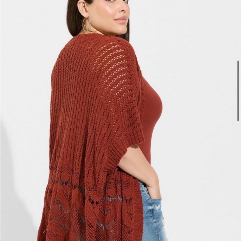 Torrid Open Stitch Cardigan Poncho Sweater size 1/2 - Picture 3 of 9